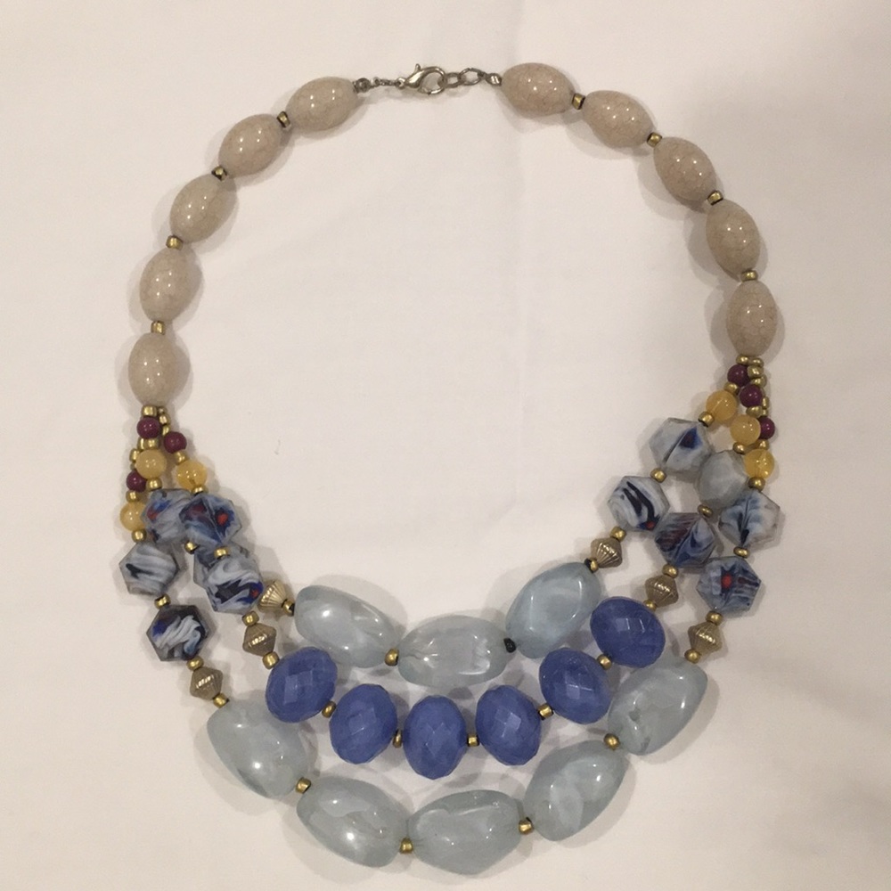 Anthropologie Ocean Blue Bib Necklace